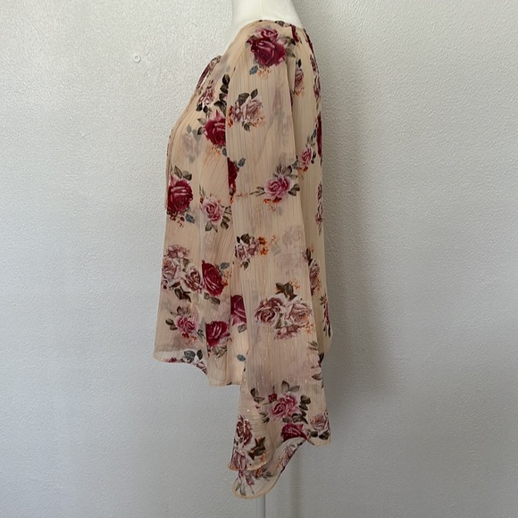 Show me your mumu tan long sleeve top with flowers - Picture 4 of 6